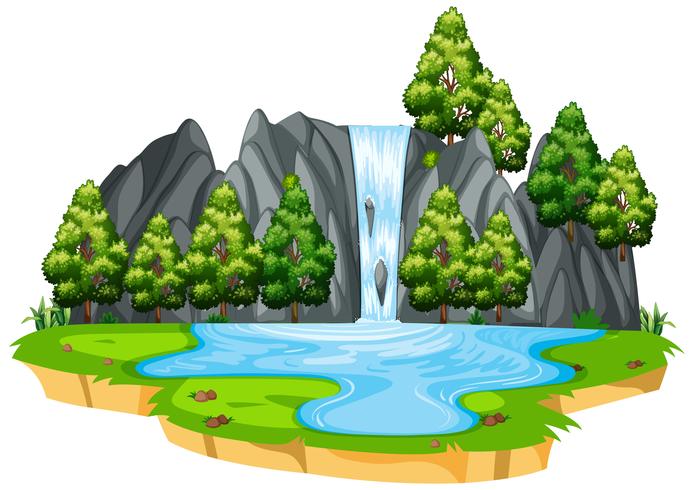 Isolated waterfall in nature vector