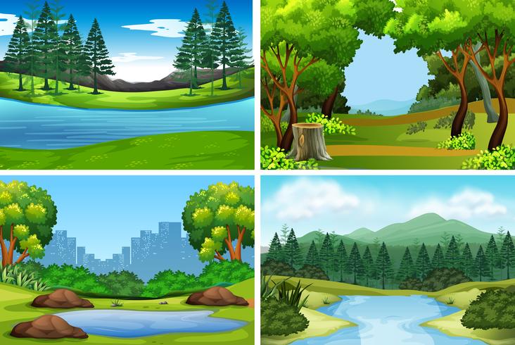 Set of nature backgrounds vector