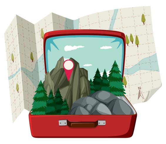 Nature forest in the suitcase vector