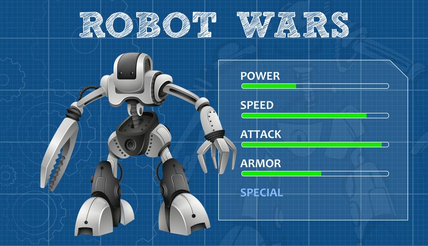 Diseño de robot con tablero de características especiales. vector