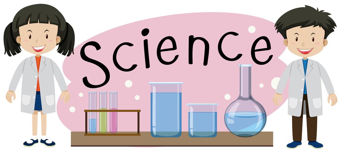 Kids with Science word illustation vector