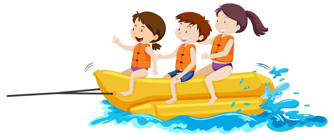 Niños felices jugando Banana Boat vector