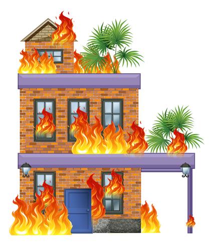 Modern house on fire vector