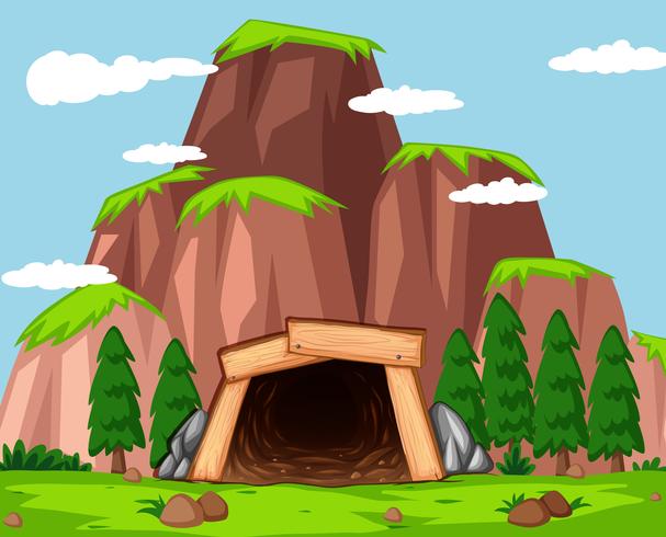 Mine entrance at the mountain - Download Free Vector Art, Stock Graphics & Images