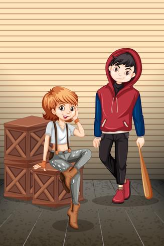 Urban teenager with crate vector