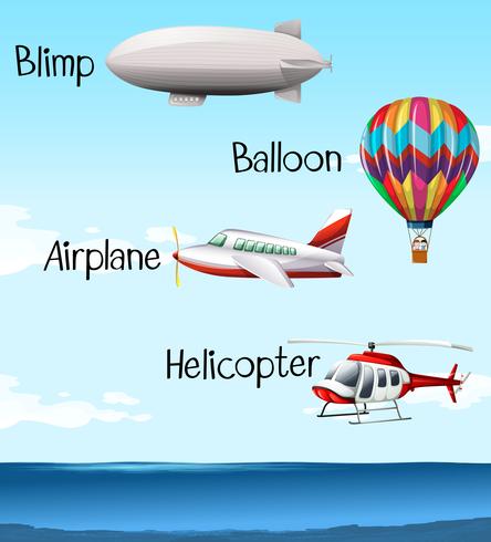 Diferentes tipos de aeronave. vector