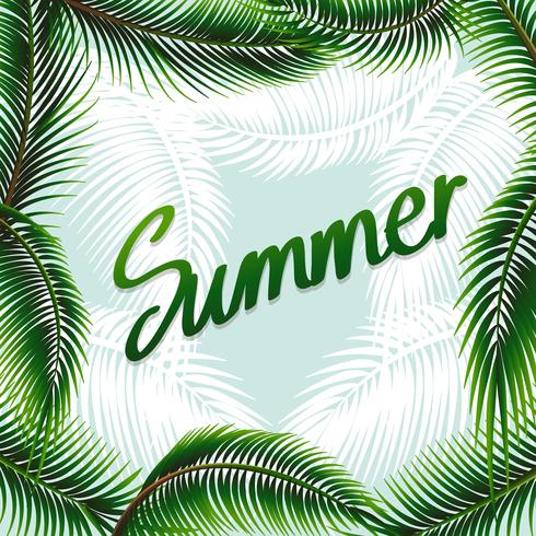 Summer theme background with green leaves vector