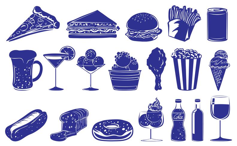 Doodle design of the different foods and drinks - Download Free Vector Art, Stock Graphics & Images