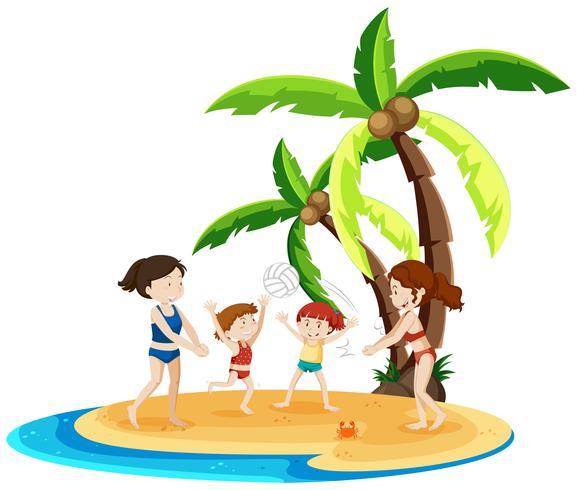 Kids play volleyball at island - Download Free Vector Art, Stock Graphics & Images
