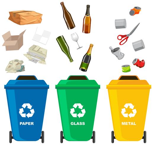 Set of different trash bin vector
