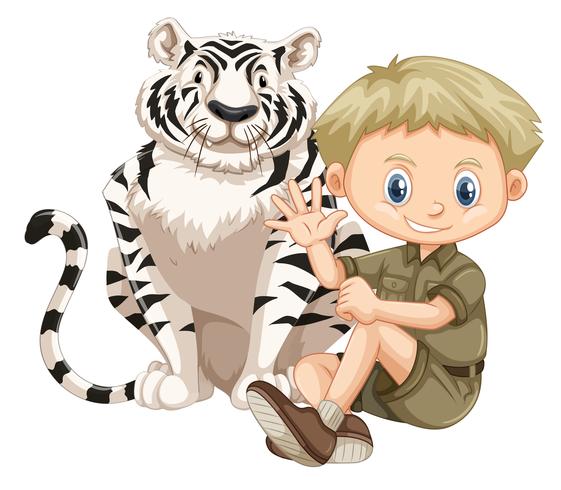 A Safari Boy and Tiger - Download Free Vector Art, Stock Graphics & Images