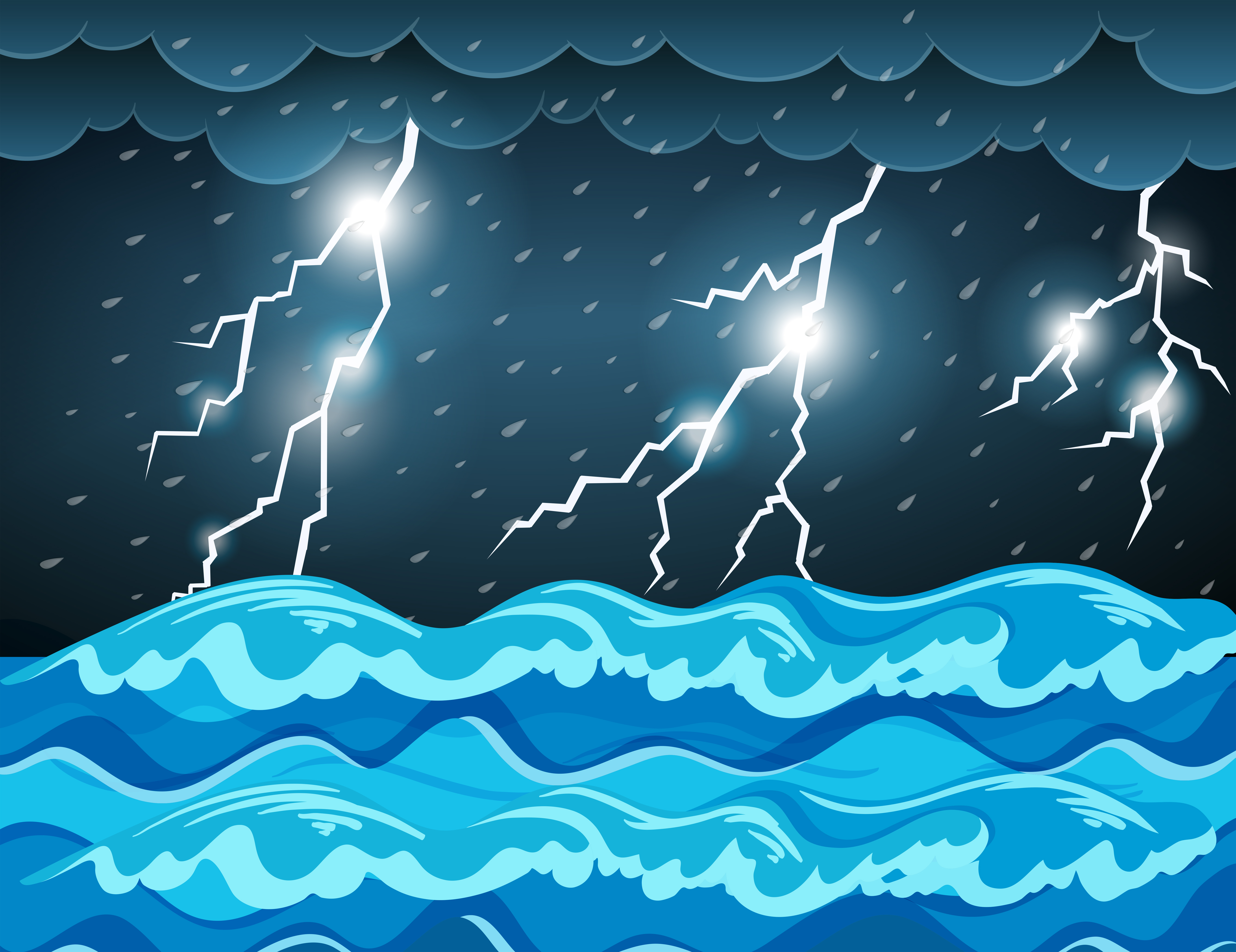 Thunderstorm at the sea 294708 Vector Art at Vecteezy
