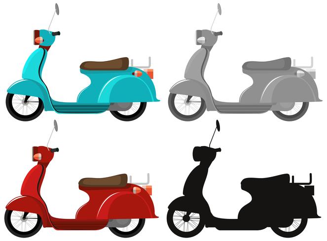 Conjunto de scooter clásico vector