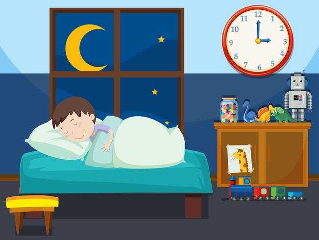 A boy sleeping in bedroom vector