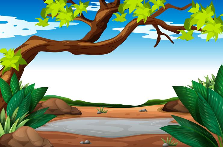 Scene with muddy puddle vector