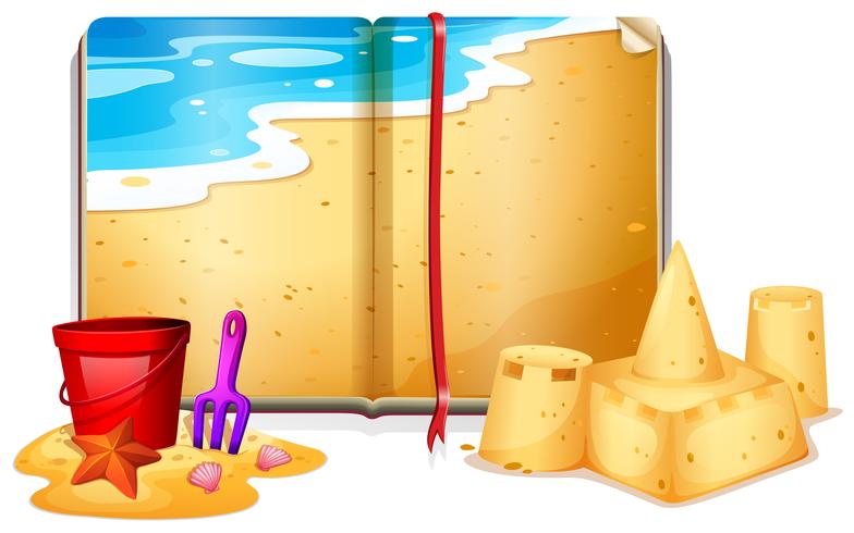 Libro con escena de playa vector