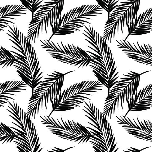 Seamless exotic pattern with palm leaves. vector