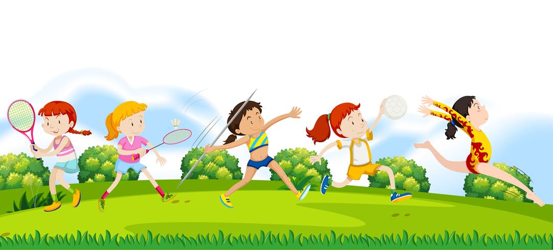 Sport athletes in nature vector