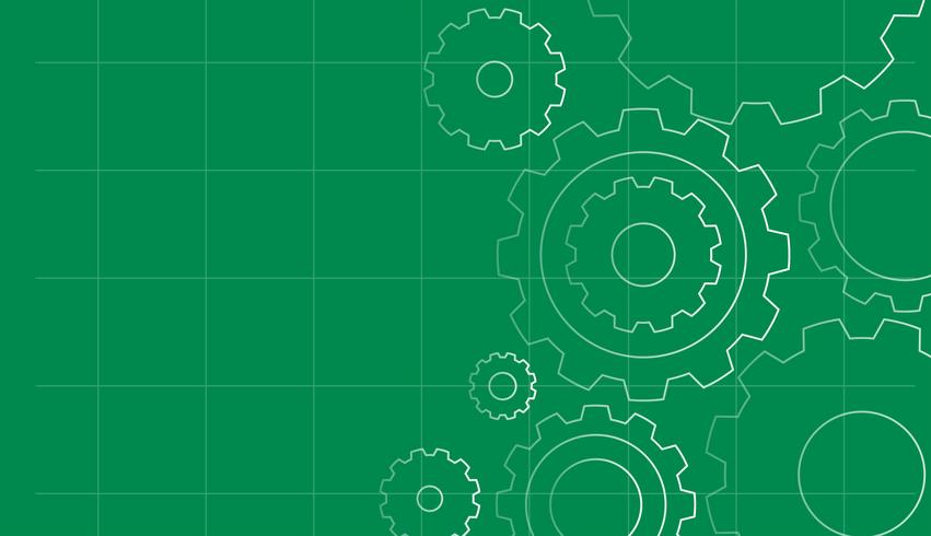 Background design with gears on green vector