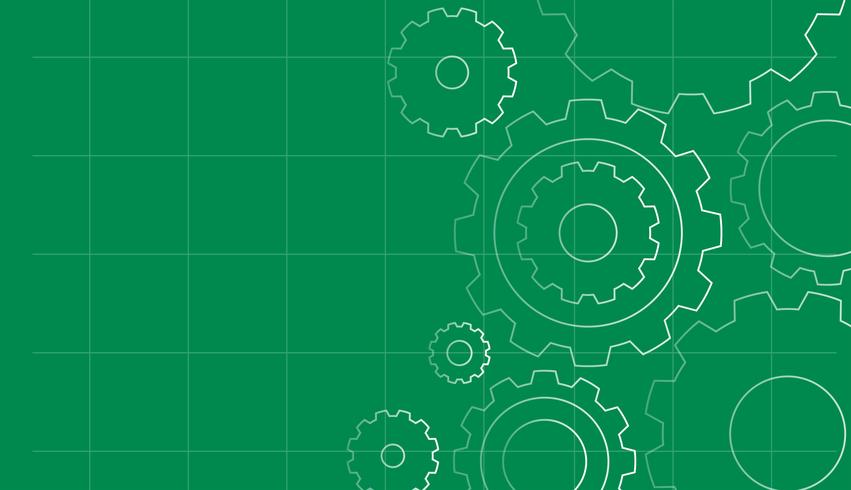 Background design with gears on green vector