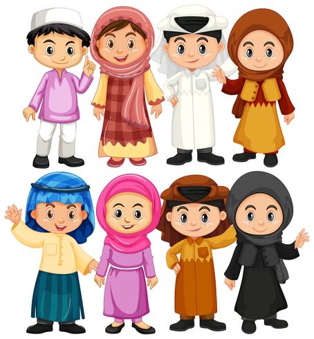 Set of arab and muslim character vector