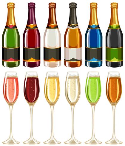 Wine glasses and bottle in many colors - Download Free Vector Art, Stock Graphics & Images