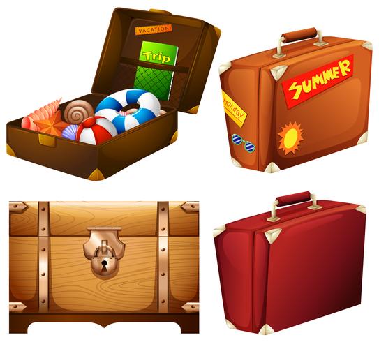 Set of different suitcases vector