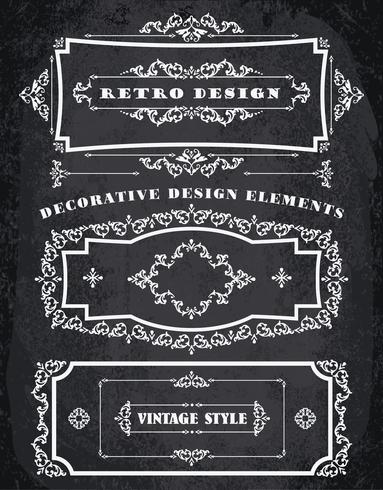 Set of Retro Vintage Frames and Borders.  Chalk Board Background vector