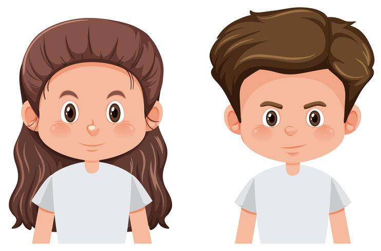 Set of brunette male and female character vector