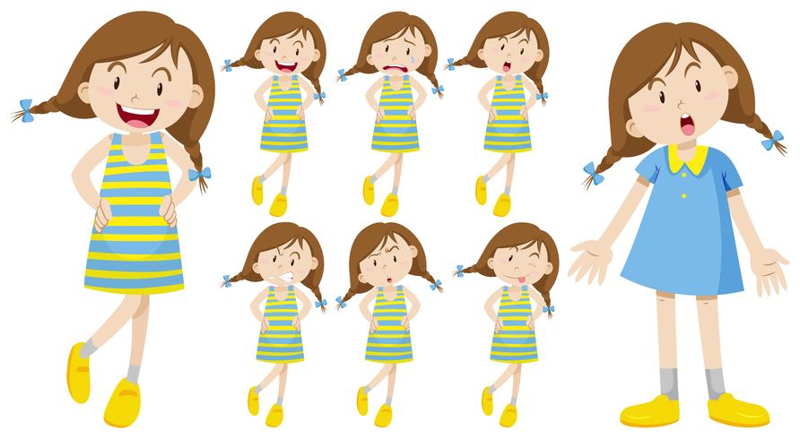 Girl with different emotions vector