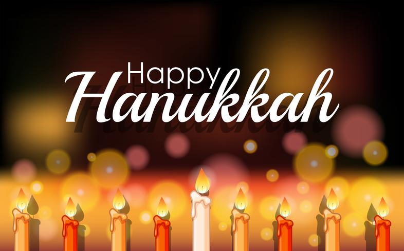 Happy Hanukkah with bright light on candles vector