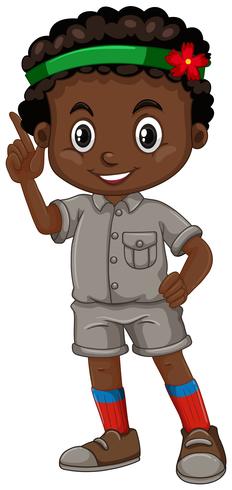 African american boy pointing finger vector