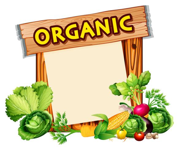 Organic sign with mixed vegetables vector