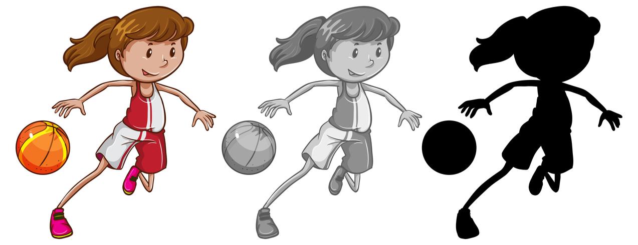 Set of female basketball player vector