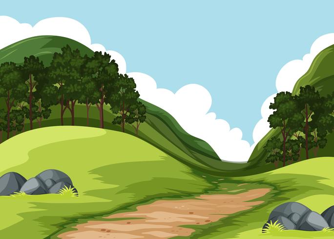 Un paisaje de naturaleza verde. vector