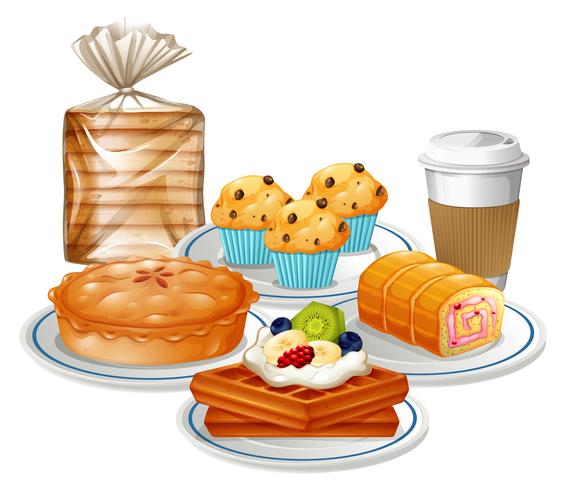 Conjunto de comida de desayuno vector