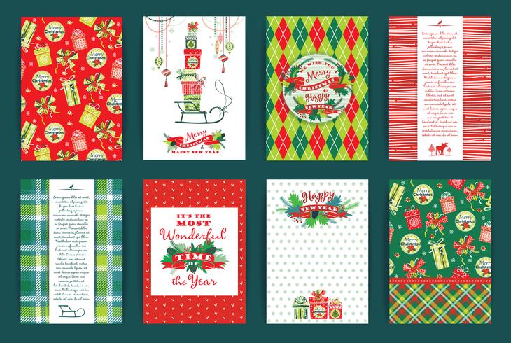 Set de navidad y año nuevo. Vector plantillas de diseño.