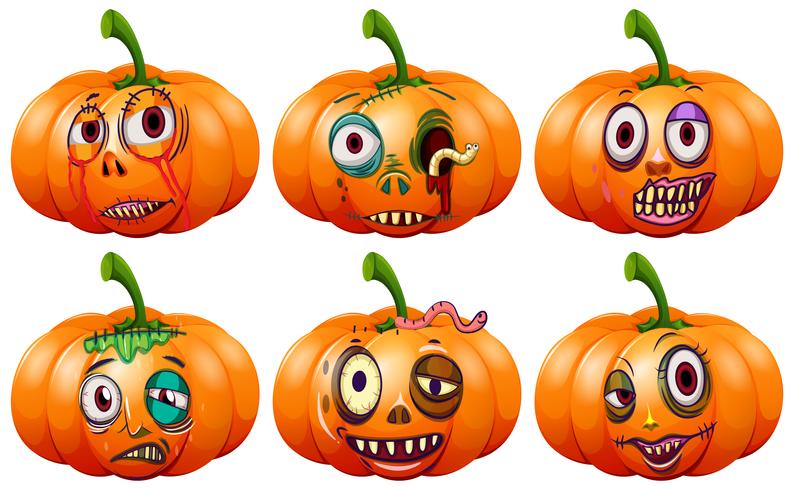 Set of halloween pumpkin vector