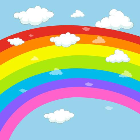 Diseño de fondo con arco iris en el cielo azul vector