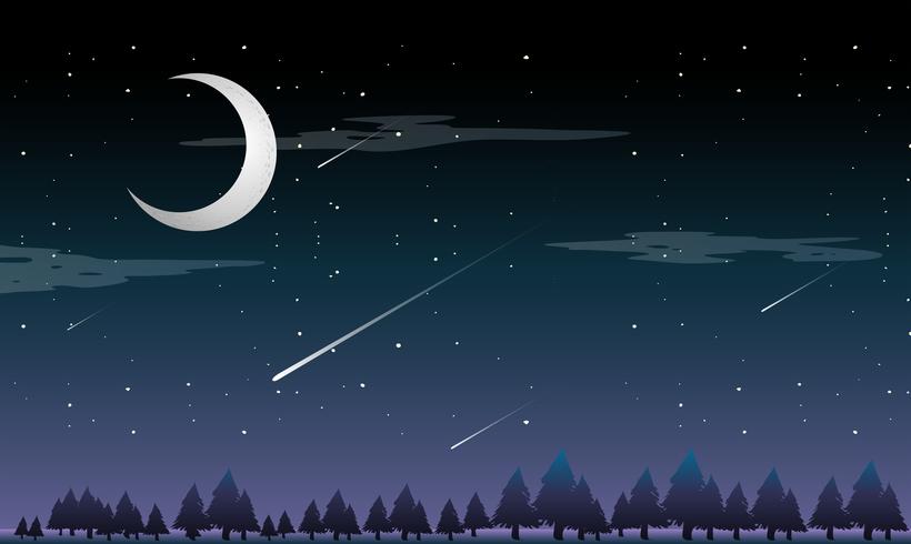 A shooting star at night vector