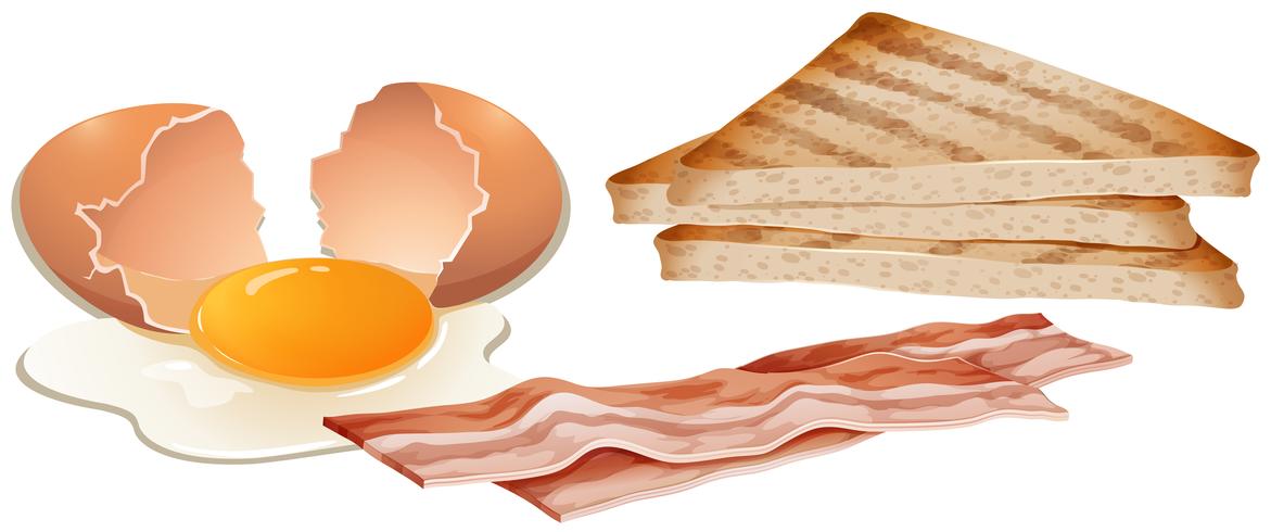 A Set of Breakfast on White Background vector