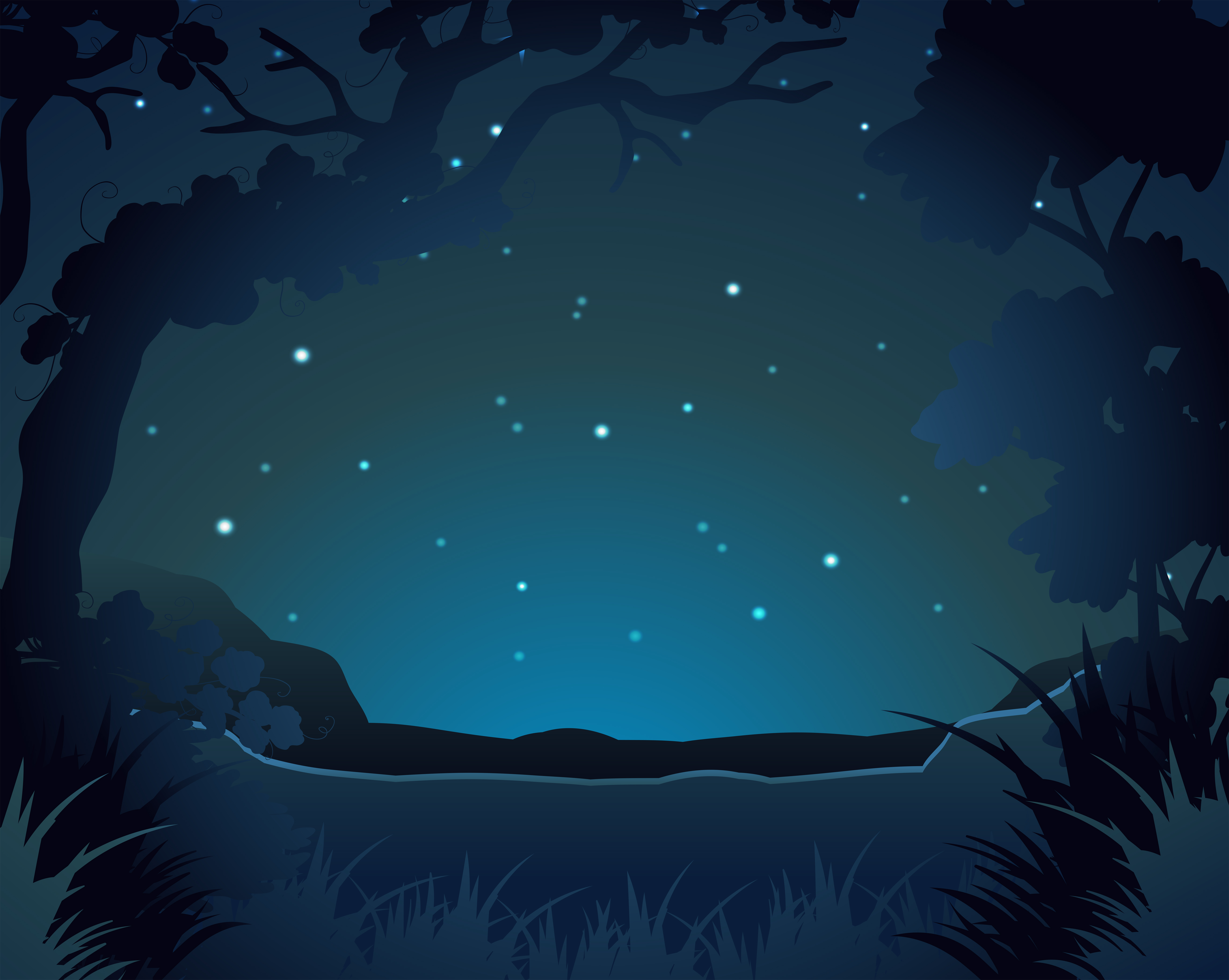 Nighttime Forest Scene