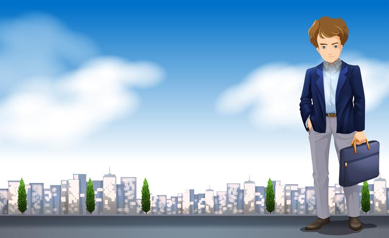 A Businessman in a scence with buildings - Download Free Vector Art, Stock Graphics & Images