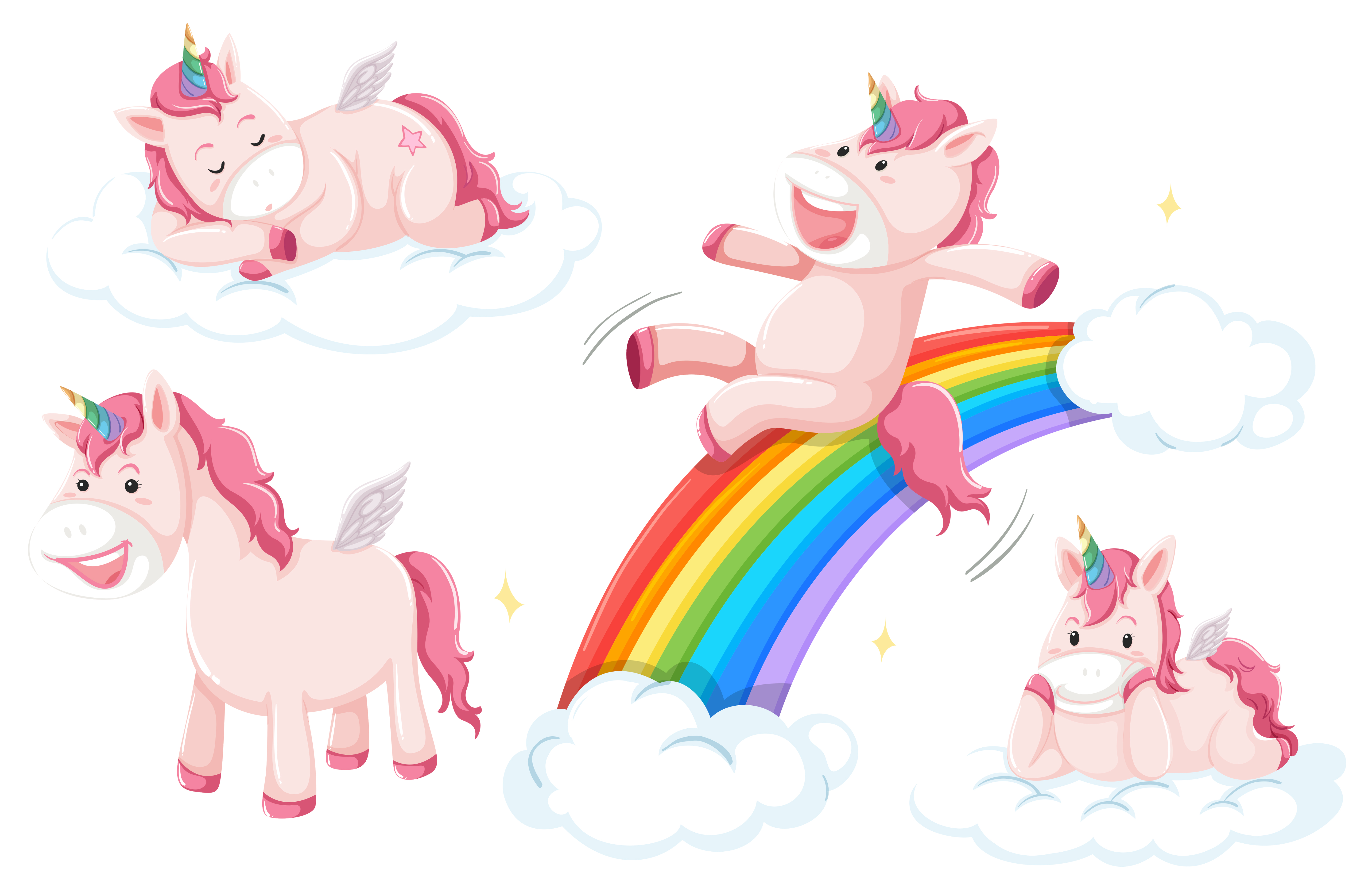 Set of pink unicorn  295168 Vector Art at Vecteezy