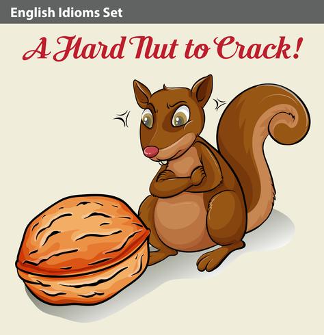 English idom showing a hard nut vector