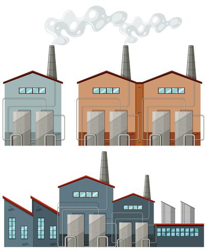 Fábrica de edificios con chimeneas. vector