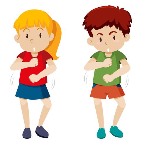 two children dancing white background vector