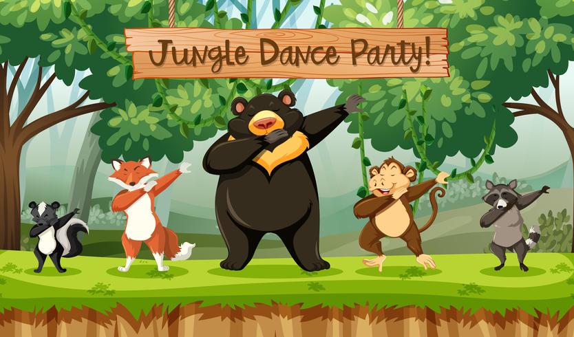 Jungle dance party animals vector