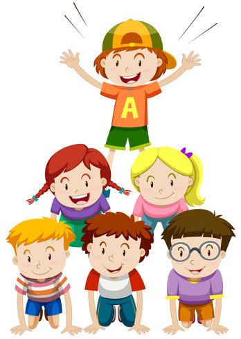 Children playing human pyramid - Download Free Vector Art, Stock Graphics & Images