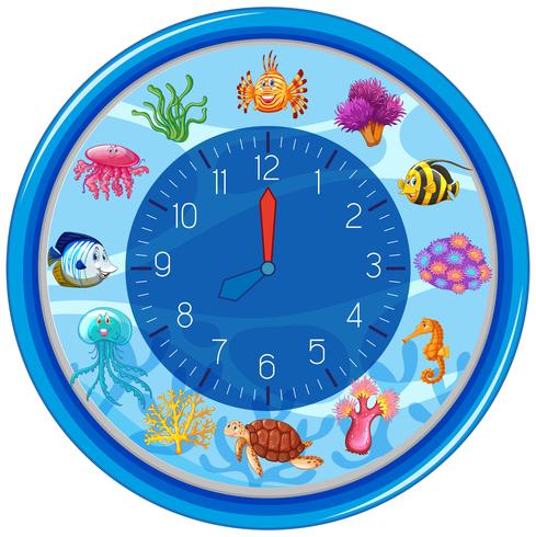 Blue underwater clock template vector